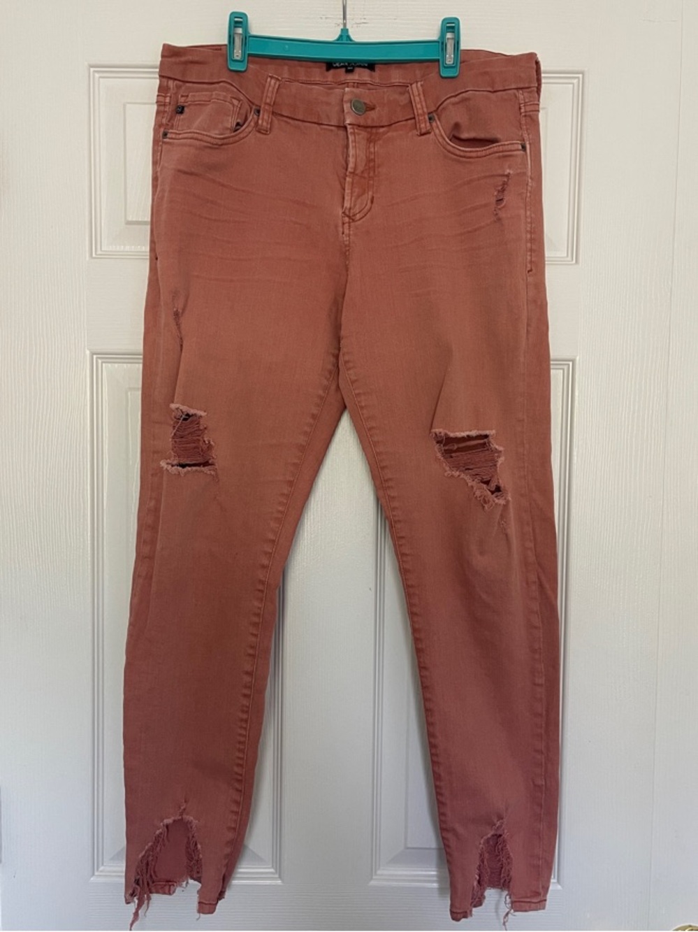Dear John Distressed Cropped Jeans in Terracotta Rose